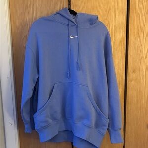 Nike Men's Light Blue Crewneck Hoodie with White Swoosh (item20) 29” pit to pit